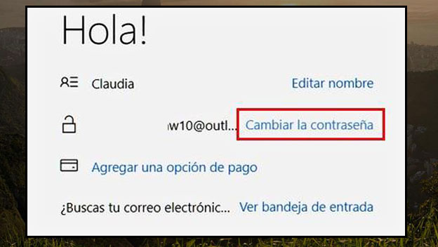 cambiar contrasela del correo electronico hotmail outlook