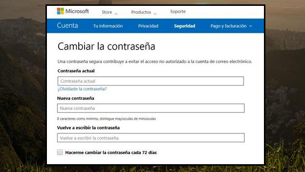 como cambiar la clave de hotmail outlook